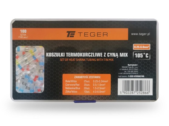 Zestaw koszulek termokurczliwych z cyną MIX 100 szt. TEGER