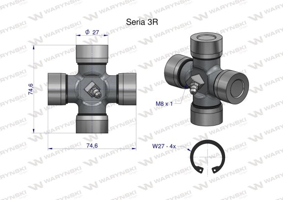 Krzyżak wału 27x74.60 Seria 3R Waryński W219401