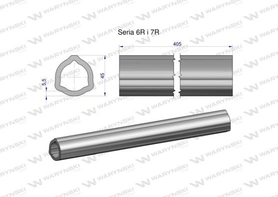 Rura wewnętrzna Seria 6R i 7R do wału 560 przegubowo-teleskopowego 45x5.5mm 405 mm WARYŃSKI