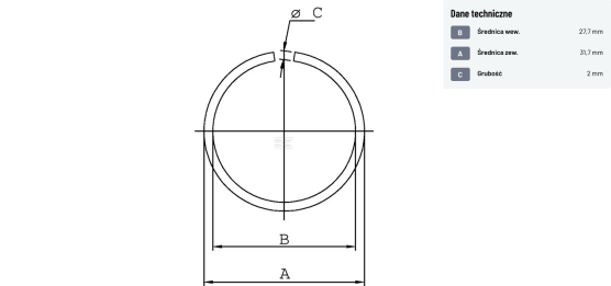 Pierścień osadczy okrągły wewnętrzny 30x2 mm