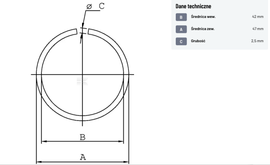 Pierścień osadczy okrągły zewnętrzny typ RW, 45 mm