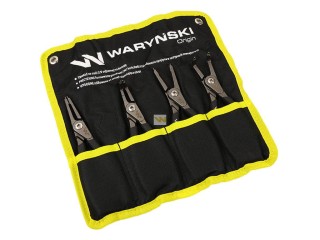 Zestaw szczypiec segera do pierścieni osadczych, 185mm proste i 170mm wygięte, zewnętrzne i wewnętrzne, 4 szt, Waryński