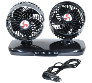 Wentylator obrotowy 12V 2 klosze podwójny sterowanie dotykowe