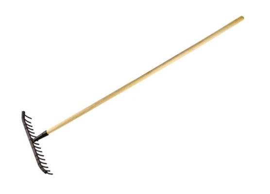 Grabie metalowe do kamienia 18 zębne na drewnianym trzonku - Extra strong TEGER