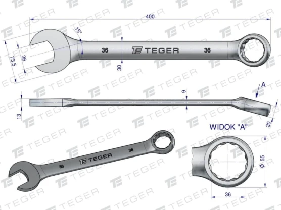 Klucz płasko-oczkowy 36 mm / TEGER T-W-NWKPO36