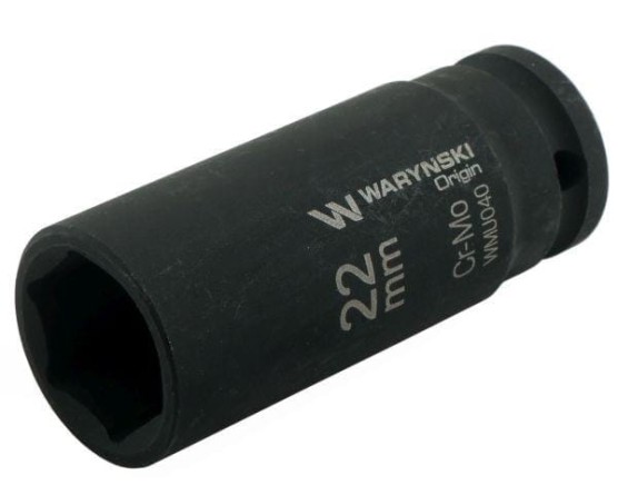 Nasadka udarowa sześciokątna długa 1/2". 22 mm. CrMo. DIN 3129. Waryński