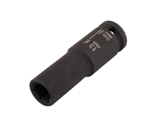 Nasadka udarowa sześciokątna długa 1/2". 13 mm. CrMo. DIN 3129. Waryński