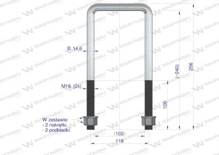 Jarzmo, Cybant, długie M16 102x240, Waryński