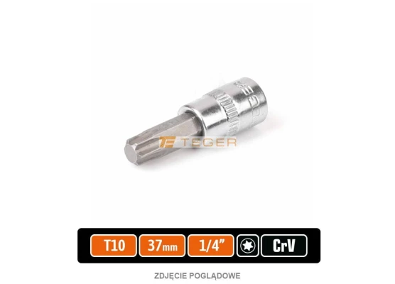 Klucz nasadowy 1/4" z bitem torx 37 mm/T10 /TEGER T-W-KNT603