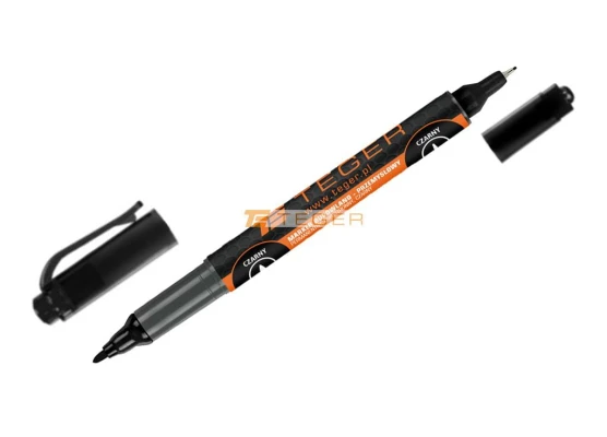 Marker budowlano - przemysłowy - czarny / dwustronny (końcówka 0.5/1.0 mm tusz czarny permanentny wodoodporny ) / Teger