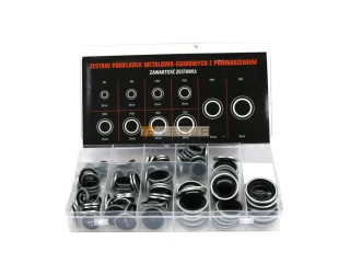 Zestaw podkładek metalowo-gumowych z prowadzeniem 150szt TEGER