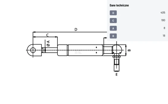 Sprężyna gazowa 150N 215-405mm VAPORMATIC VPM1749