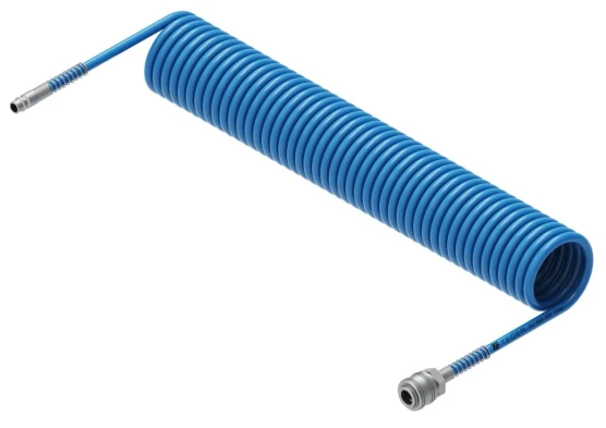Przewód spiralny kompletny tekalan Poliuretan PU 12X8mm 10bar do kompresora sprężarki L-10mb Niebieski TEGER