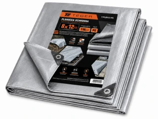 Plandeka szara 8x12 wzmocniona 110g/m2 Teger