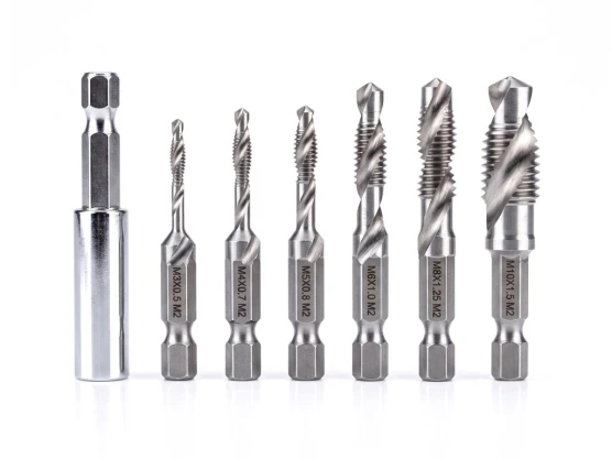 Zestaw wierteł gwintujących PROFESSIONAL, HEX M3-M10 (7 el.), stal M2, z adapterem, Teger